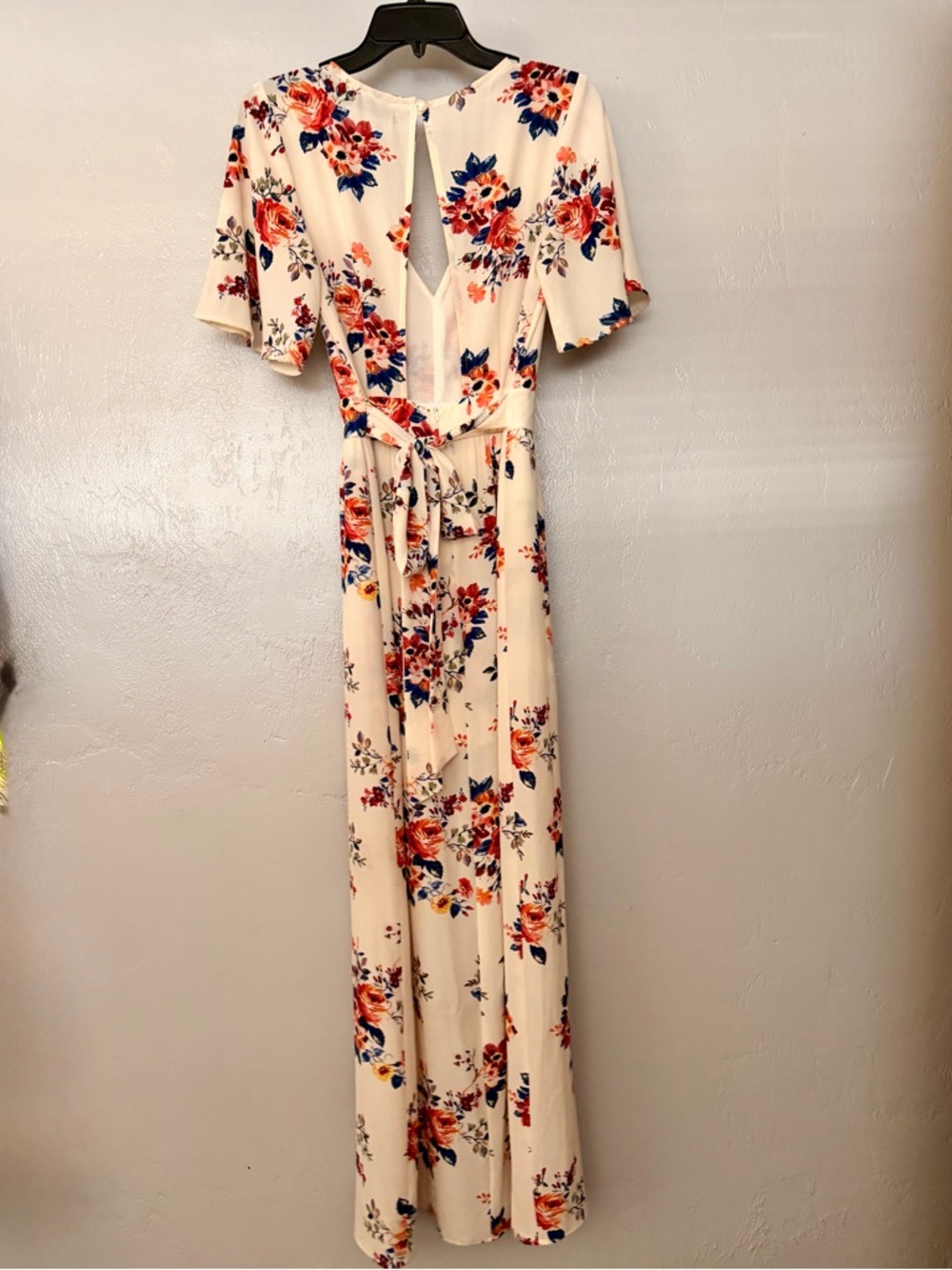 Floral Cream Shorts Romper with Flowy Skirt - Picture 4 of 4